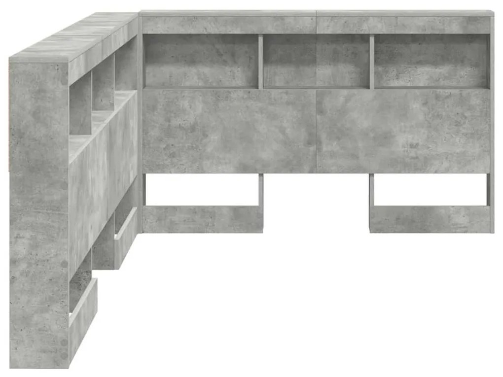 Cabeceira de armazenamento Cinzento cimento 120 cm