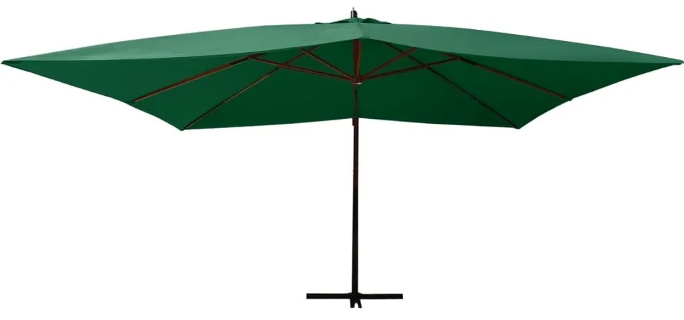 Guarda-sol jardim cantilever c/ poste madeira 400x300 cm verde