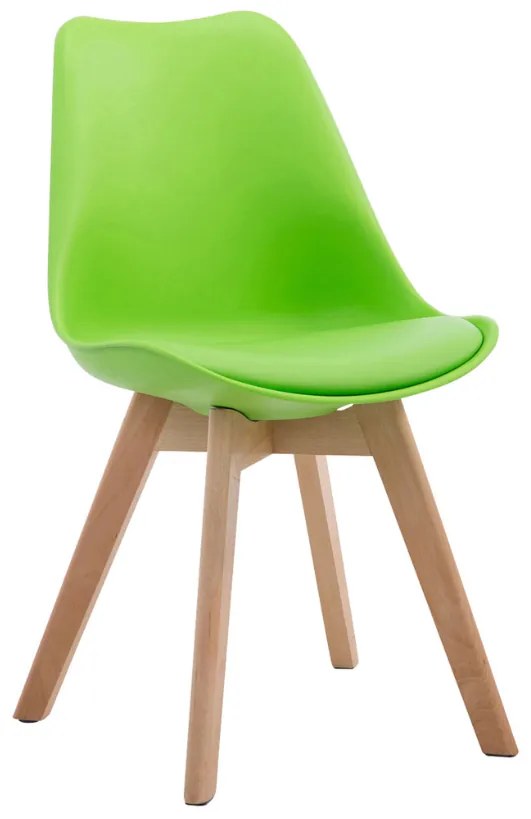 Cadeira de cozinha e sala de jantar Borneo V2 em couro sintético com estrutura em Cor Natural 48 x 84 x 41,5 cm Verde