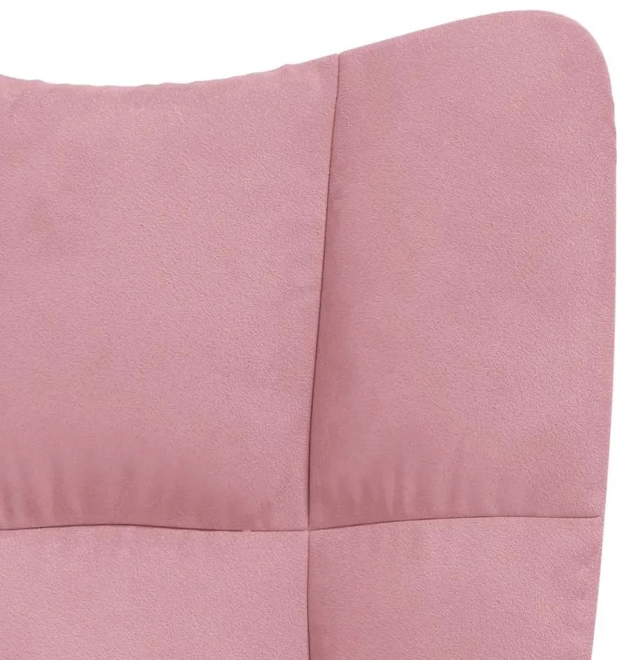 Cadeira de descanso com banco veludo rosa