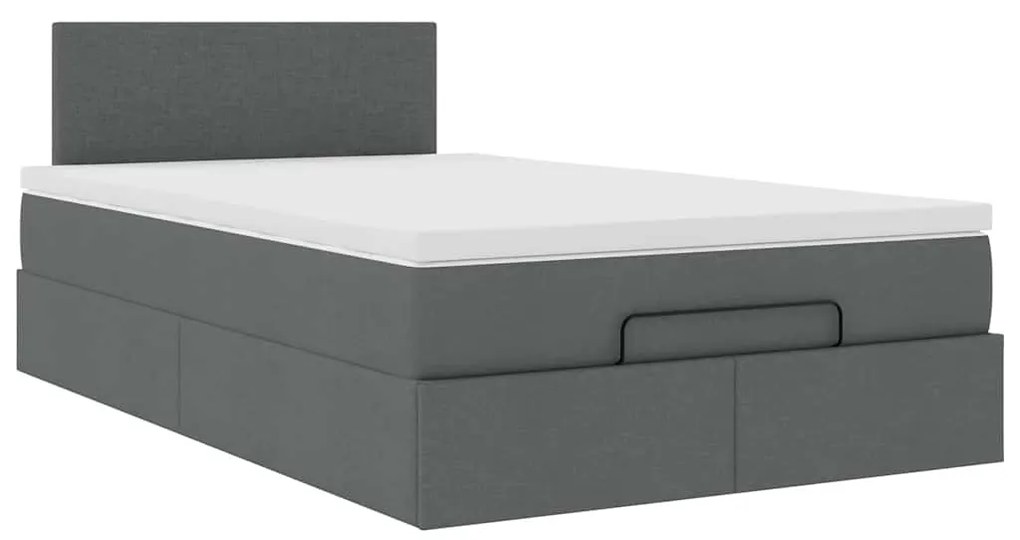 Cama otomana com colchão&LEDs 120x190 cm tecido cinzento escuro