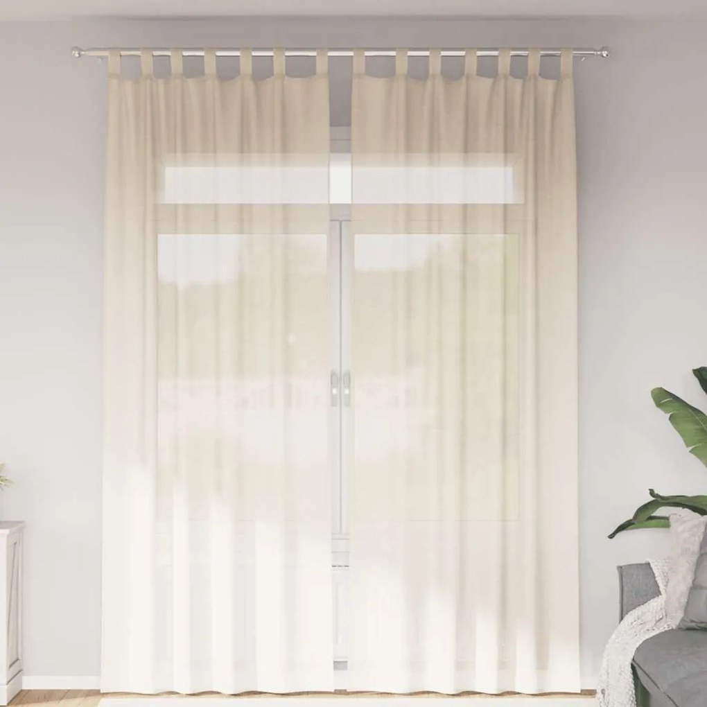 Cortinas de voile com aba 2 pcs creme