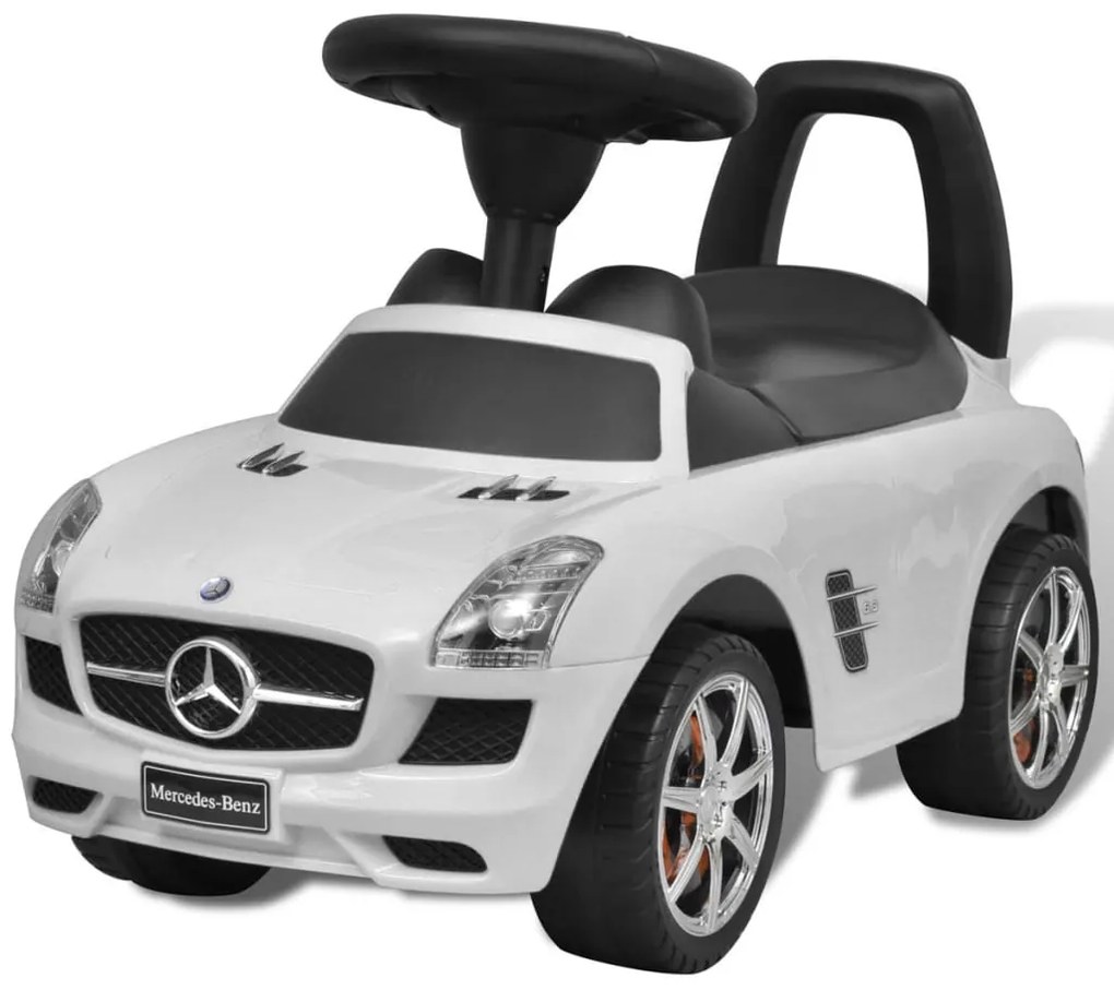 80089 vidaXL Mini-Carro Infantil de Impulso com Pés, Mercedes Benz, Branco