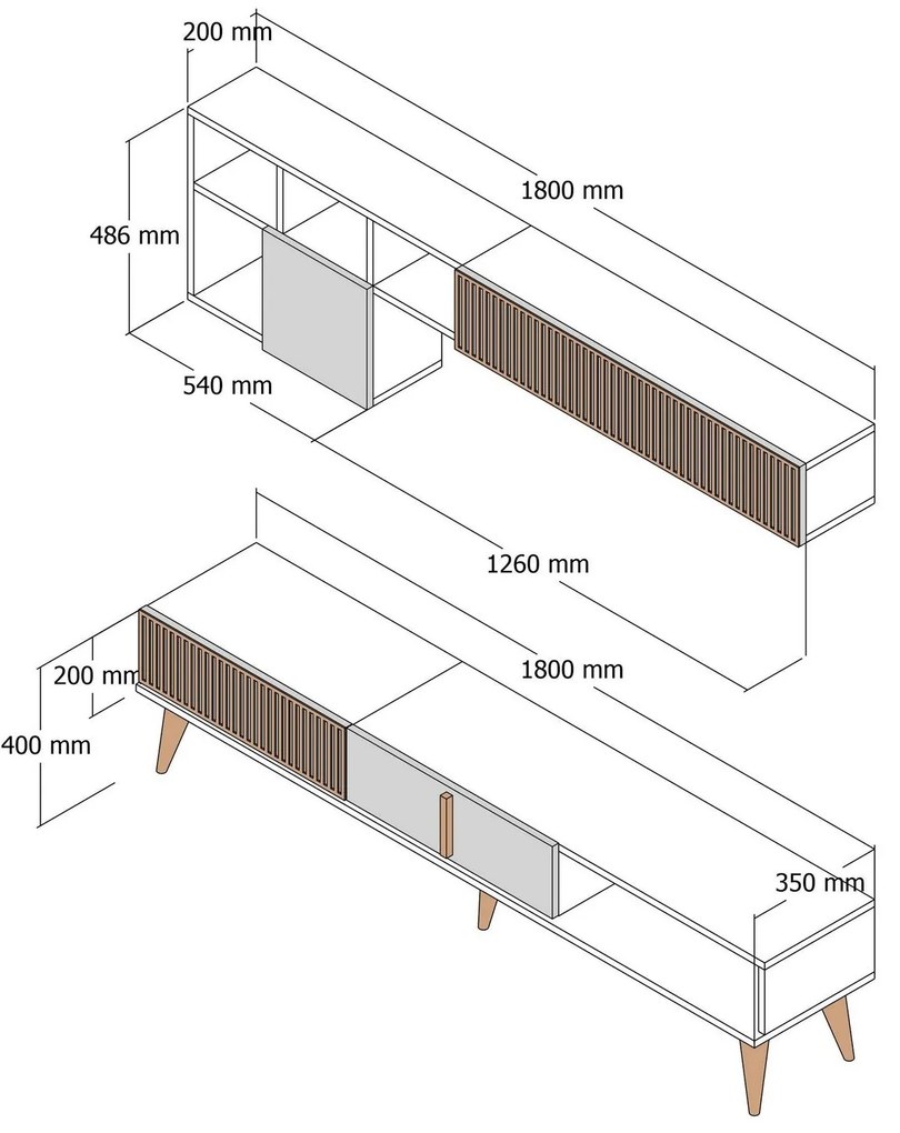 Unidade TV Milan – Nogueira e Branco – 180x40x35 cm