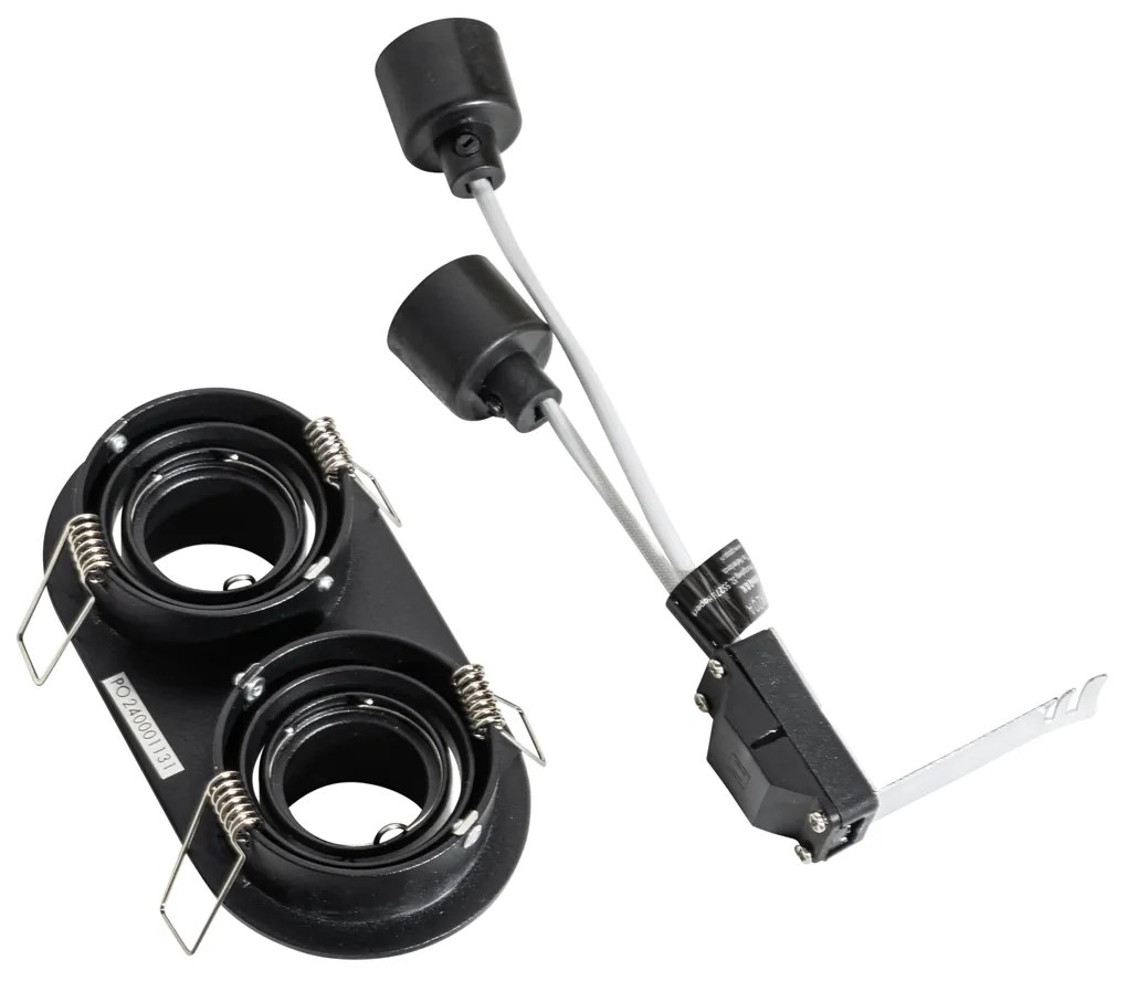 Foco embutido redondo preto inclinável GU10 35mm 2-luzes - Installa