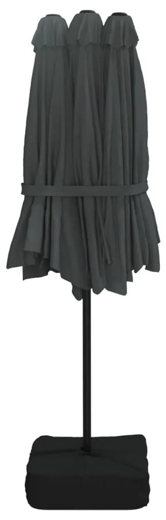 Guarda-sol de jardim c/ cabeça dupla/LED 449x245 cm antracite