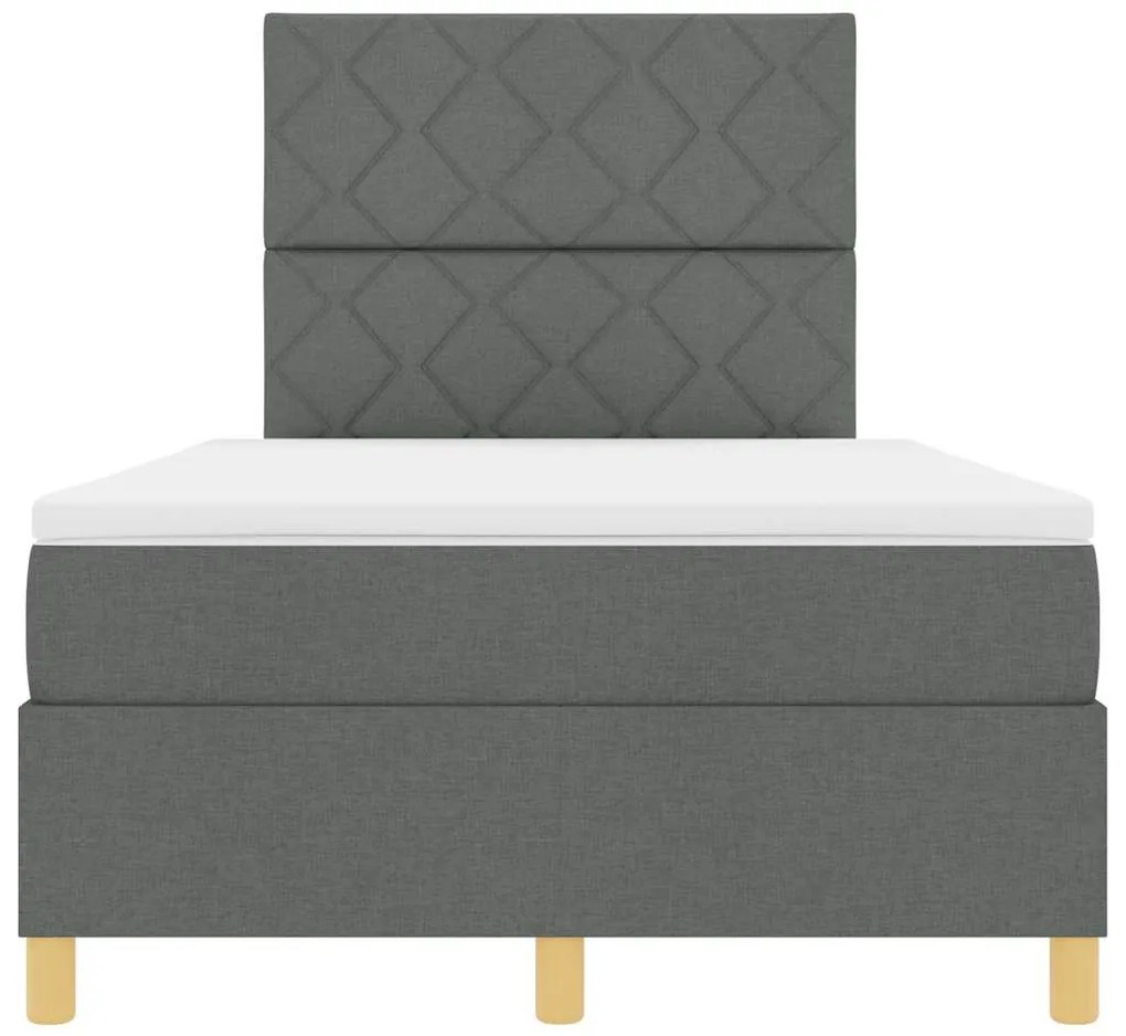 Cama Box Spring com Colchão &amp; LED Cinza Escuro 120x200 cm Tecido