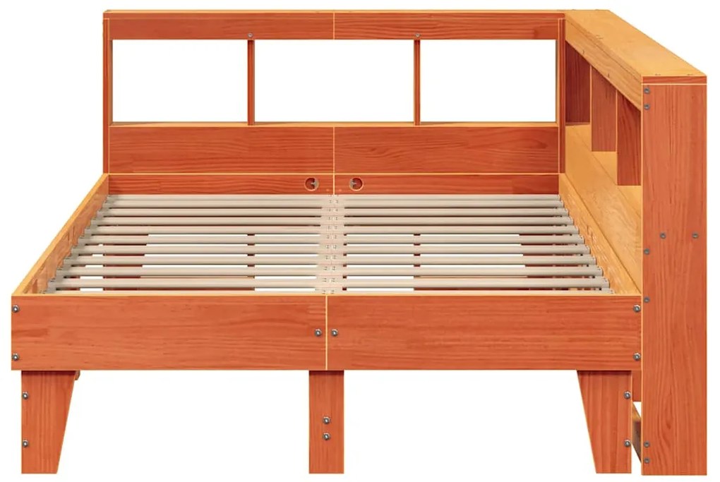 Cama c/ estante sem colchão 120x200cm pinho maciço castanho-mel
