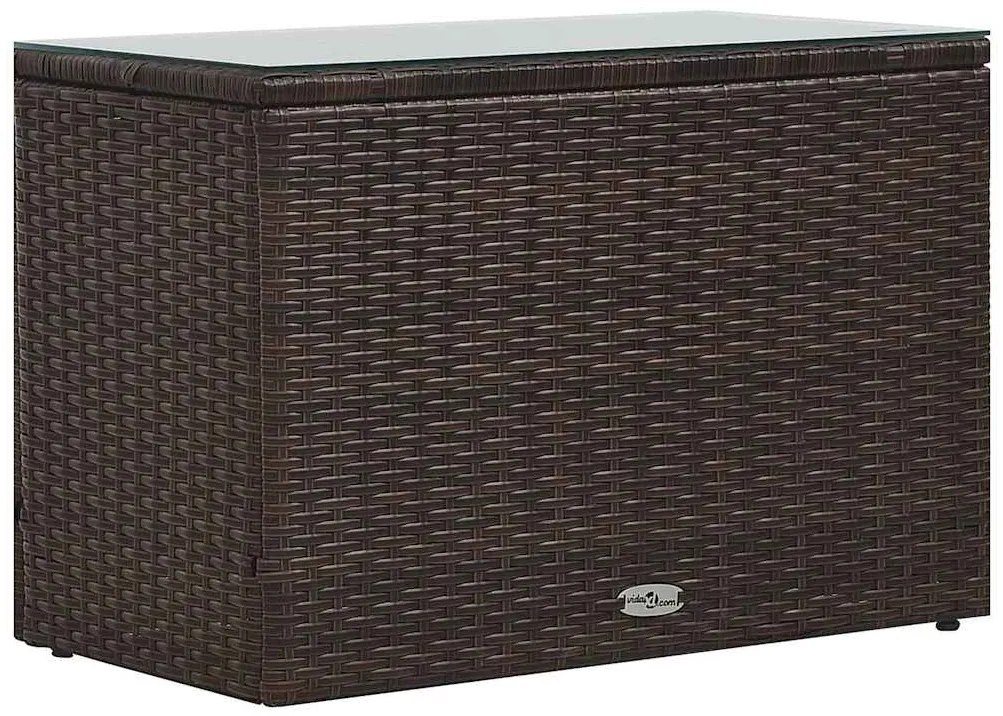 5 pcs conjunto lounge jardim c/ almofadões vime PE castanho