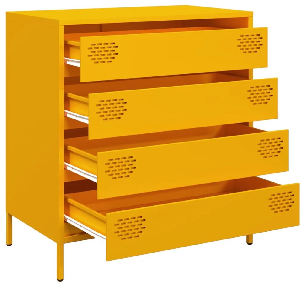 Aparador 68x39x73,5 cm aço laminado a frio amarelo mostarda