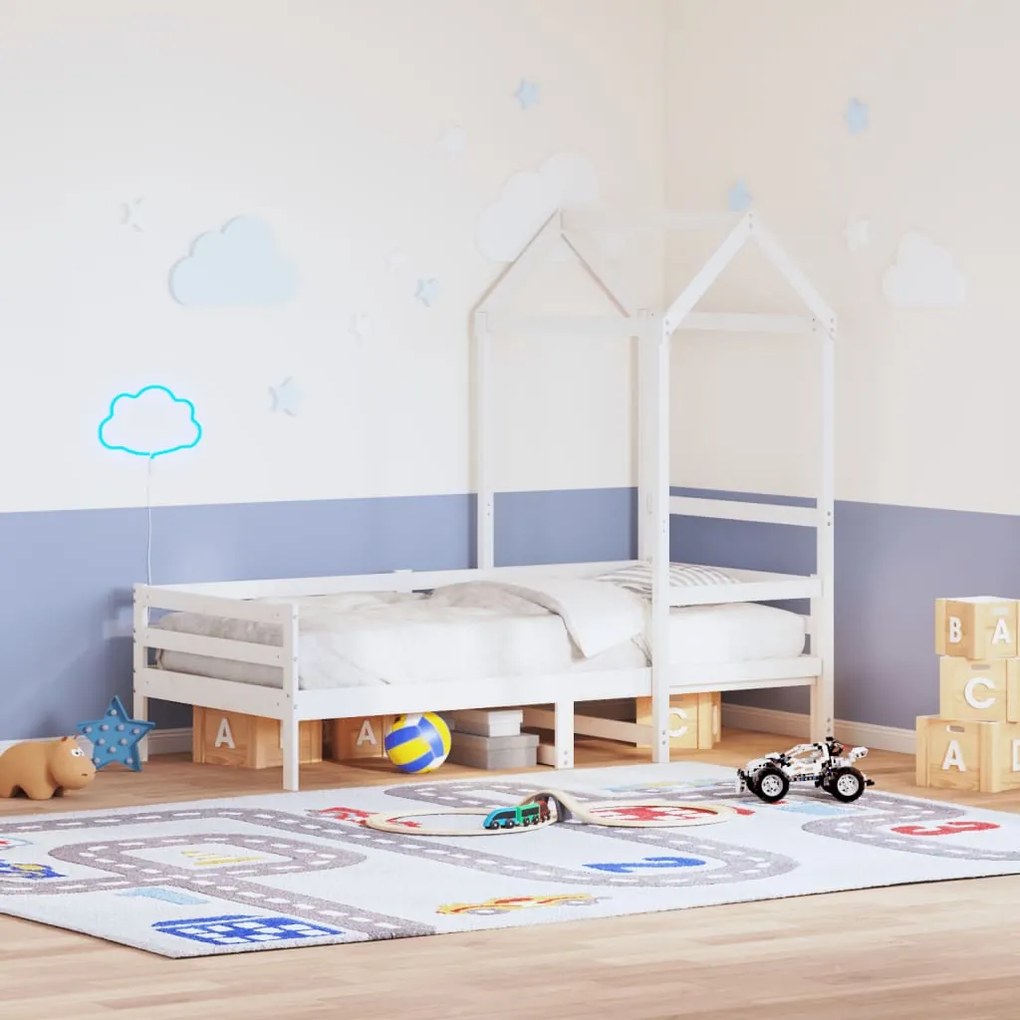 Telhado de cama infantil 108x70x176,5 cm pinho maciço branco