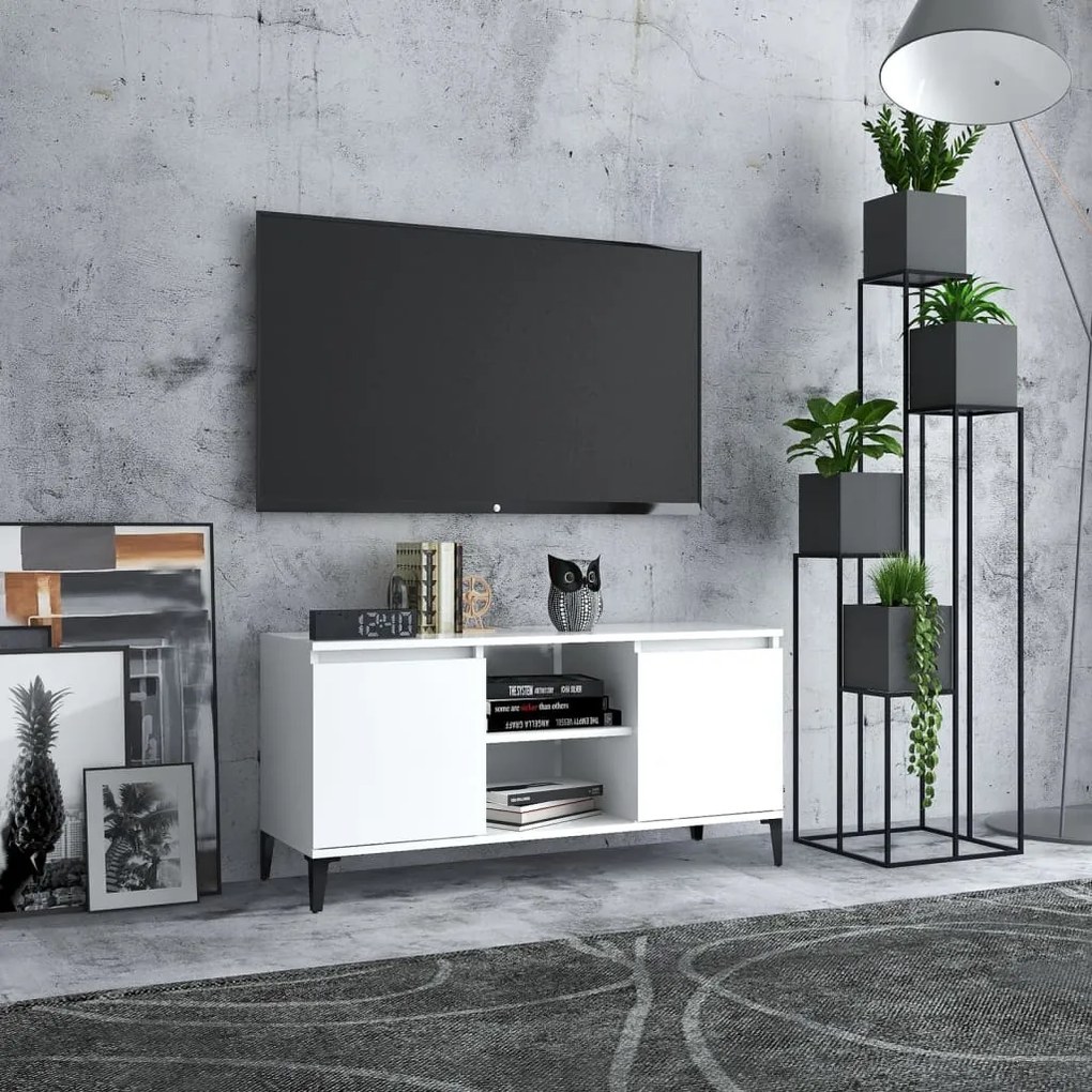 Móvel de TV com pernas em metal 103,5x35x50 cm branco