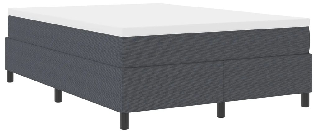 Cama com Box Spring e Colchão Cinza Escuro 140x200 cm Tecido de Cordur