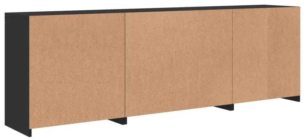 Aparador com luzes LED 202x37x67 cm preto