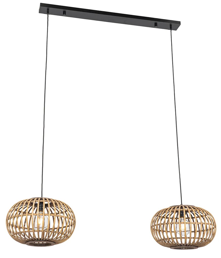 Candeeiro de suspensão oriental em bambu 2 luzes - Amira Oriental