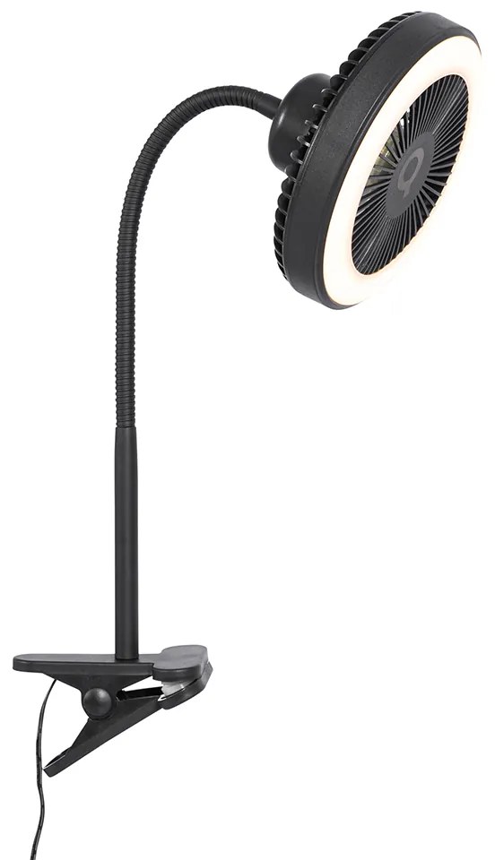 Ventilador de mesa preto com LED 2700K - Dores Moderno