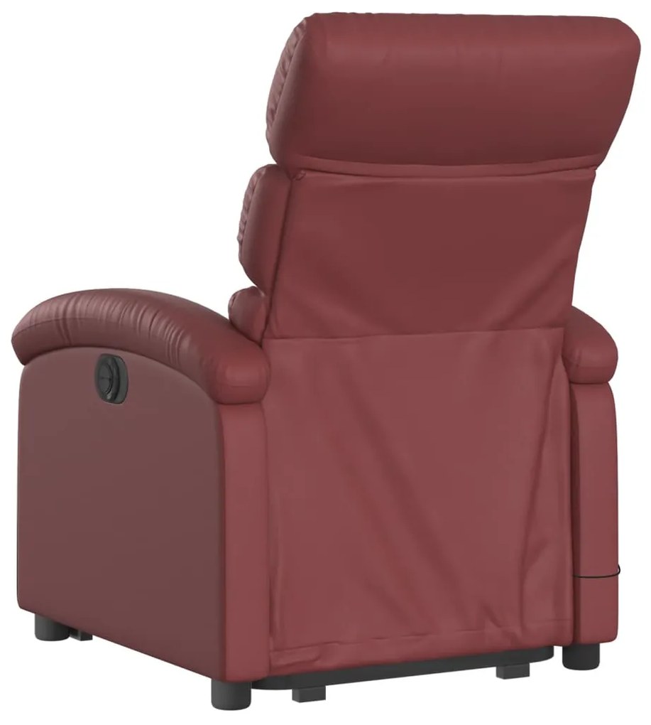 Poltrona massagens reclinável couro artificial vermelho tinto