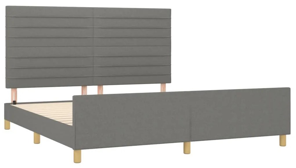 Estrutura de cama sem colchão 160x200 cm tecido cinzento-escuro