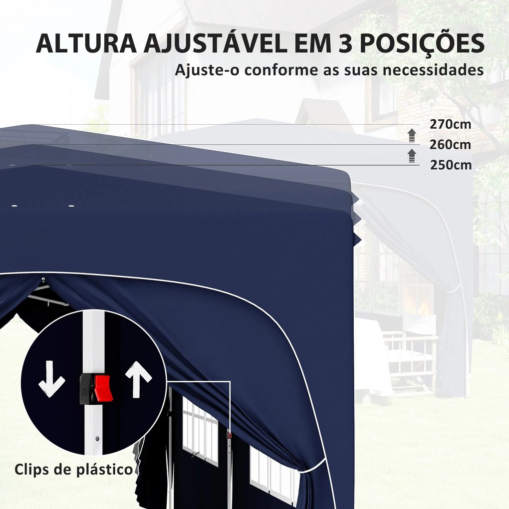 Tenda Dobrável tenda 3x6 m com Painéis Laterais UPF50+ Tenda de Jardim