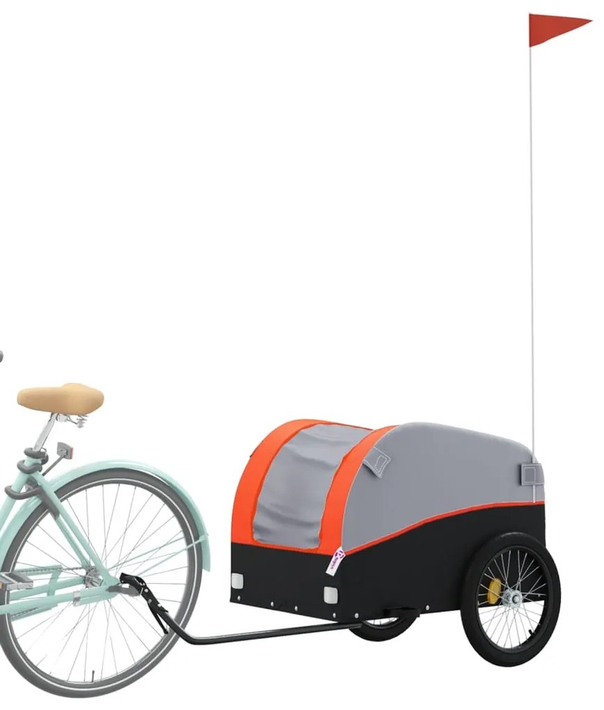Reboque de carga para bicicleta 45 kg ferro preto e laranja