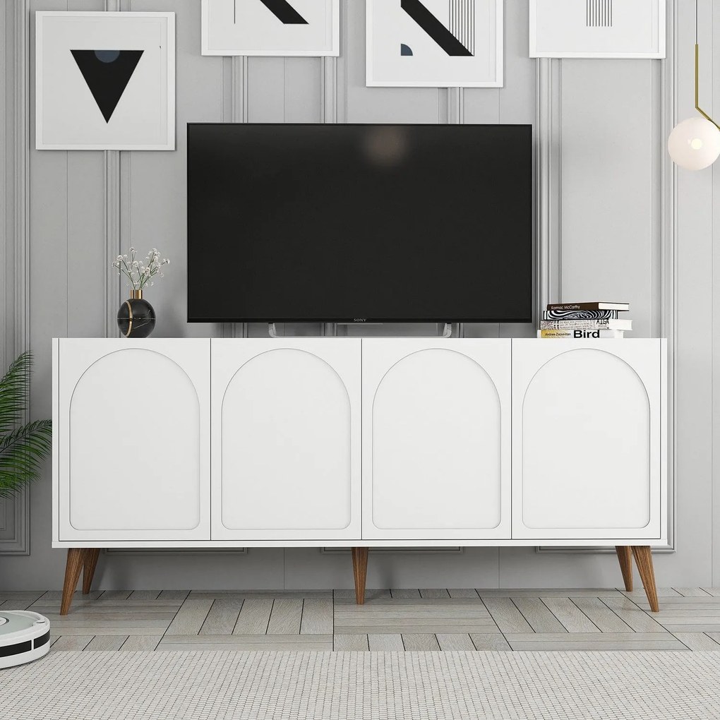 Console Lyon – Branco Nogueira – 180 cm x 81 cm x 35 cm