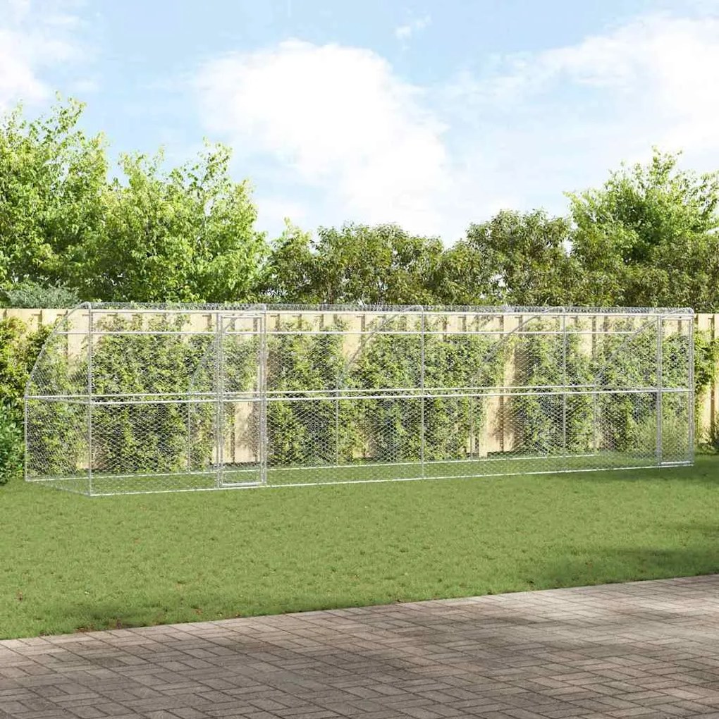 vidaXL Canil de Cachorro 4 pcs Prateado 8 x 2 x 2 m Aço