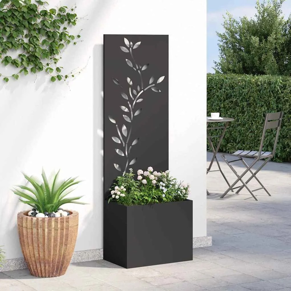 Vaso de Jardim com Painel Decorativo Preto 50 x 140 cm