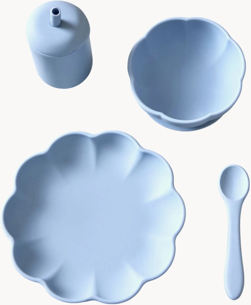 Conjunto de refeição para crianças em silicone Little Poppy, conjunto de 4