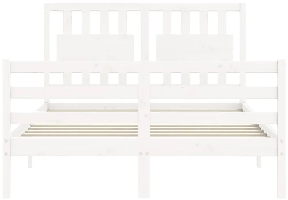 Estrutura de cama de casal c/ cabeceira madeira maciça branco