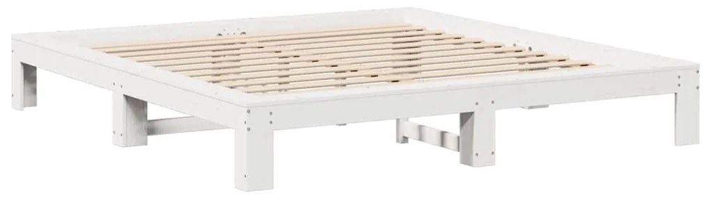 Cama sem colchão 140x200 cm madeira de pinho maciça branco