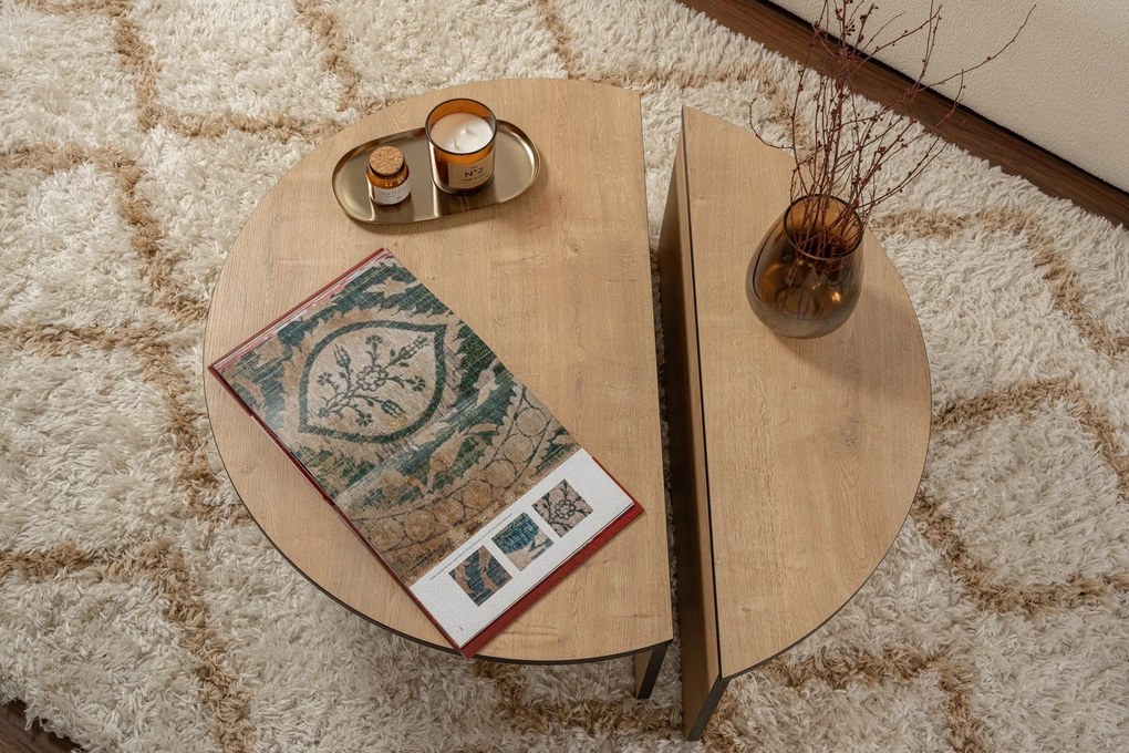 Mesa de Centro Orion – Carvalho Mel – 90x30x60 cm e 85x35x30 cm