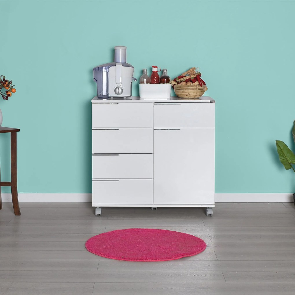 Aparador Multiusos "Venezia" – Branco – 85x44x81 cm – Design Elegante