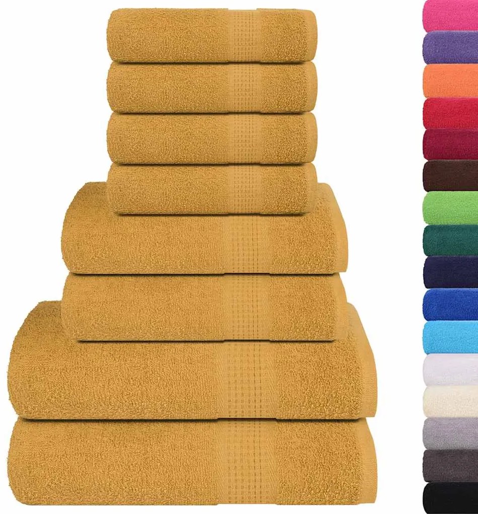 8pcs Conjunto toalhas banho 360 gsm 100% algodão dourado