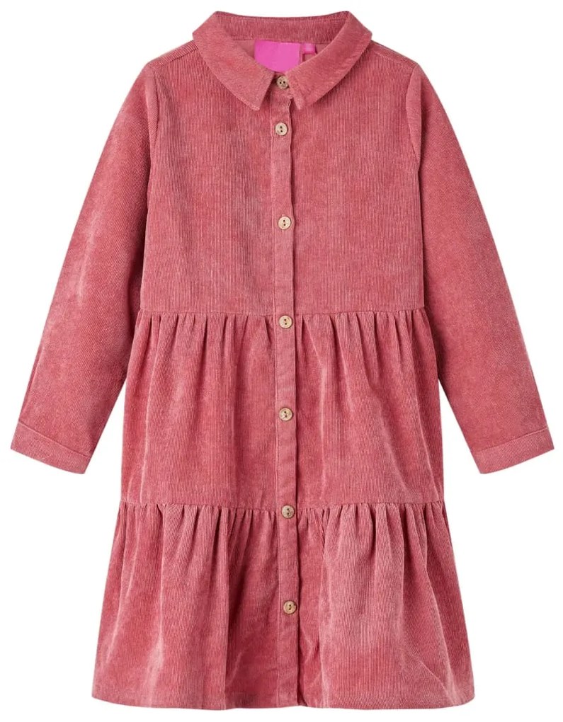 Vestido de manga comprida p/ criança bombazina rosa-velho 104