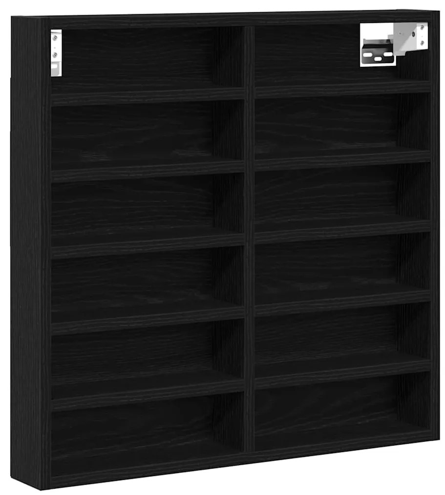 Armário Vitrine Preto Carvalho 60x8,5x58 cm Madeira Engenharia