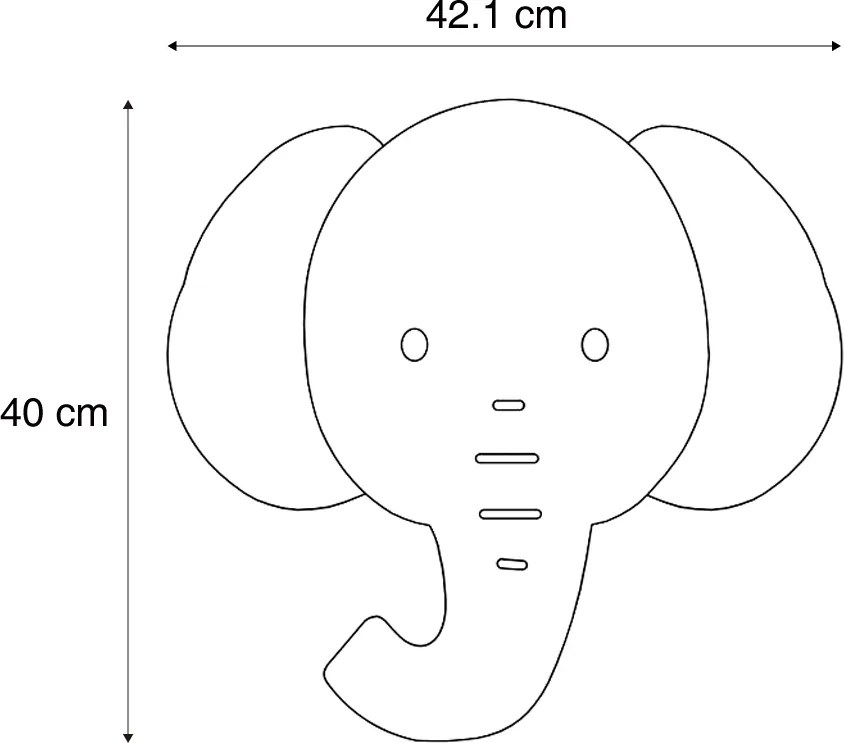Candeeiro de parede infantil bege com LED regulável em 3 níveis - Ellie the Elephant