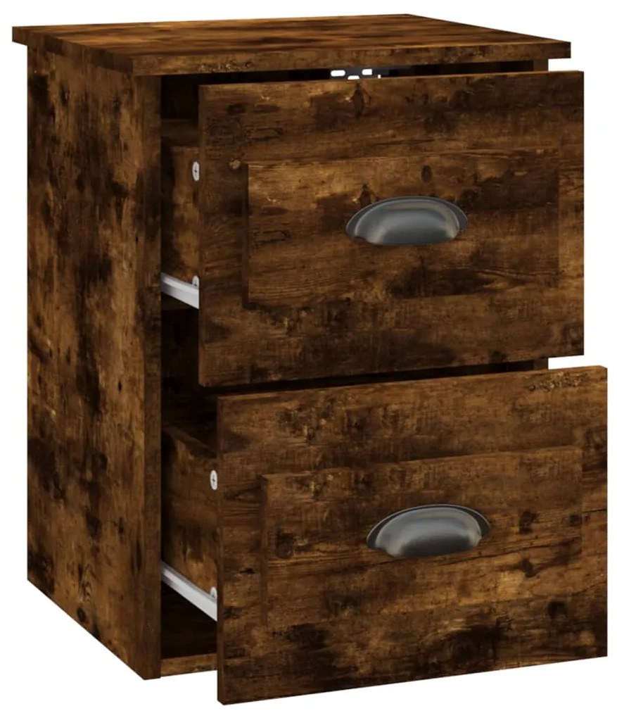 Mesa de cabeceira de parede 41,5x36x53 cm carvalho fumado