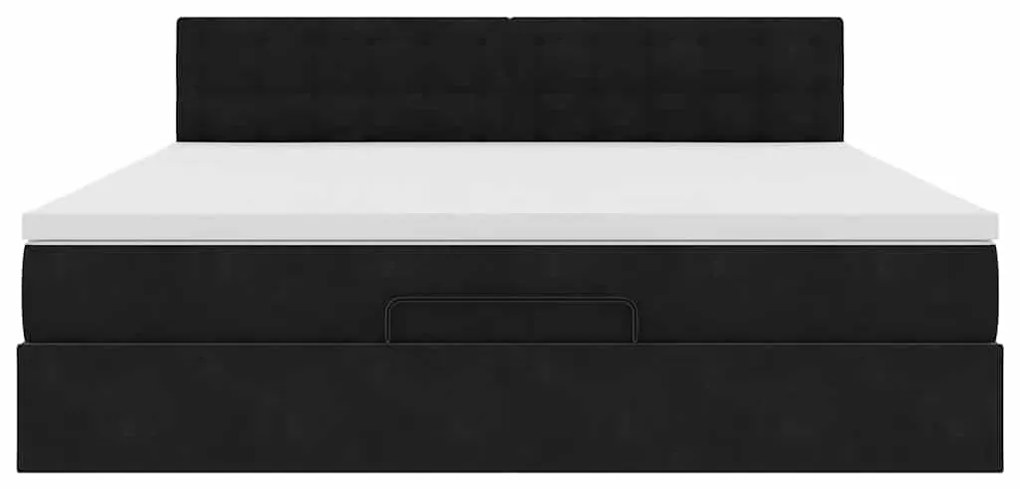 Estrutura de cama otomana com colchão 160x200 cm veludo preto