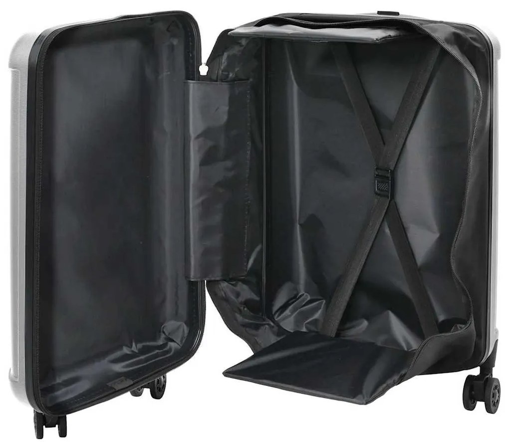 Mala Dobrável Casco Duro 20 polegadas Prateada 34x23x55.5 cm ABS
