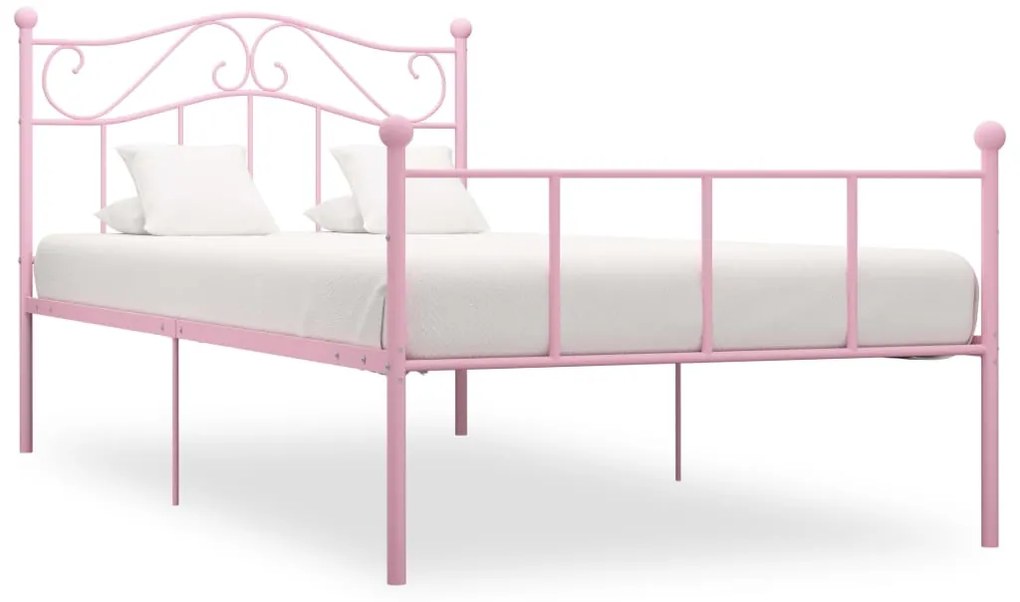 Estrutura de Cama Barbs em Metal Rosa - 90x200 cm - Design Retro