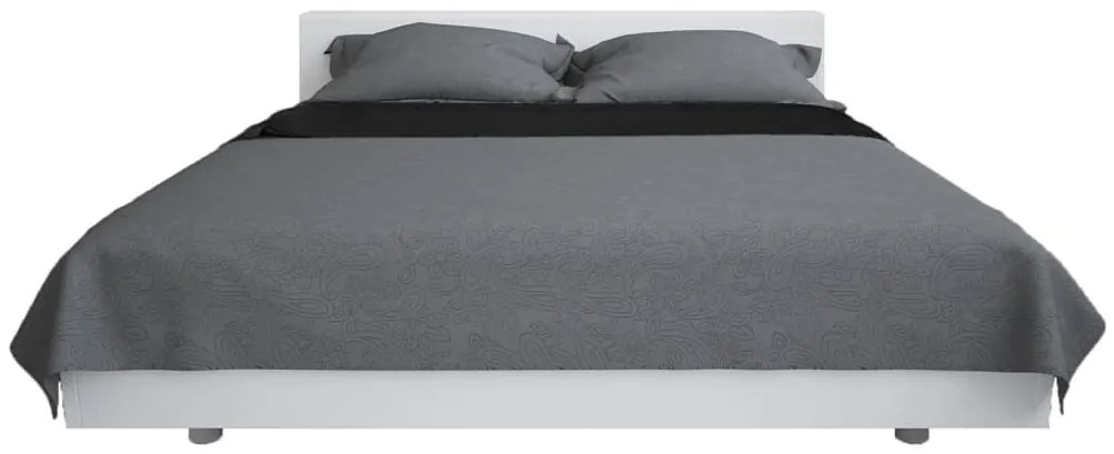 Colcha de dupla face acolchoada 170x210 cm cinzento e preto