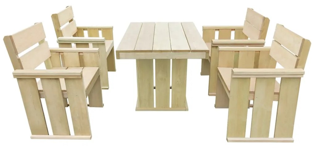 vidaXL 5 pcs conjunto de jantar para exterior pinho impregnado