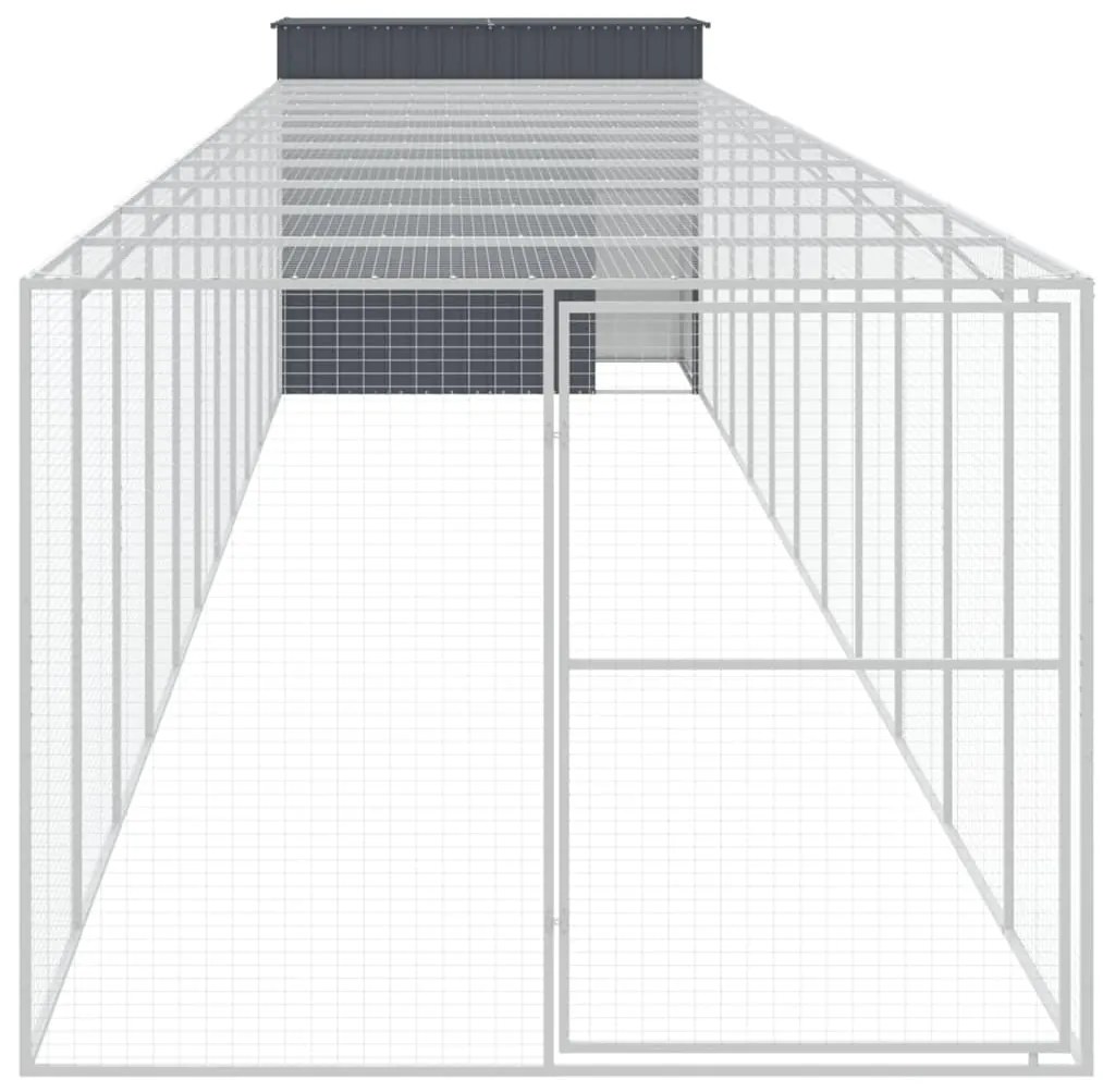Casota p/ cães c/ parque 214x1273x181cm aço galvaniz. antracite