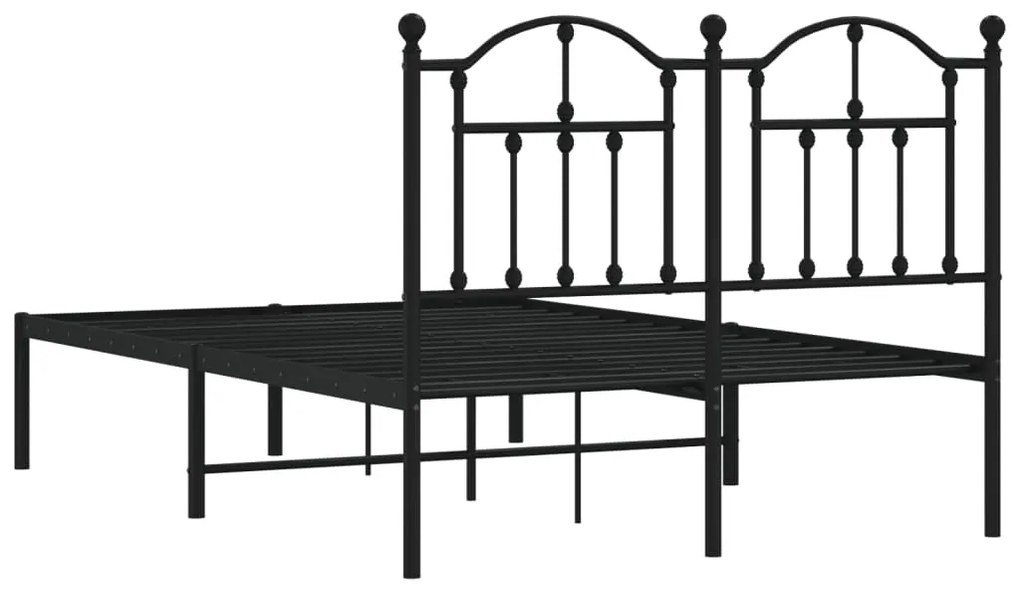 Estrutura de cama com cabeceira 120x190 cm metal preto