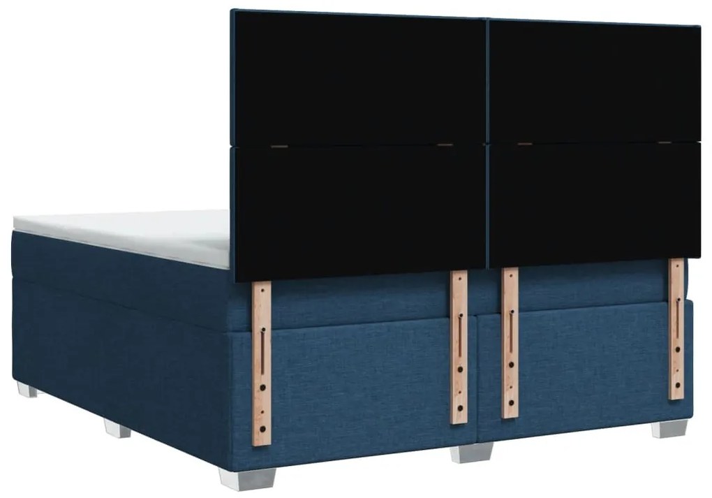 Cama com molas/colchão 180x200 cm tecido azul