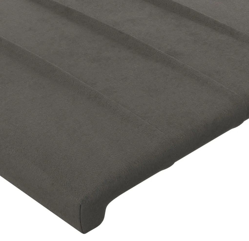 Cabeceira cama c/ abas veludo 163x23x118/128 cm cinzento-escuro