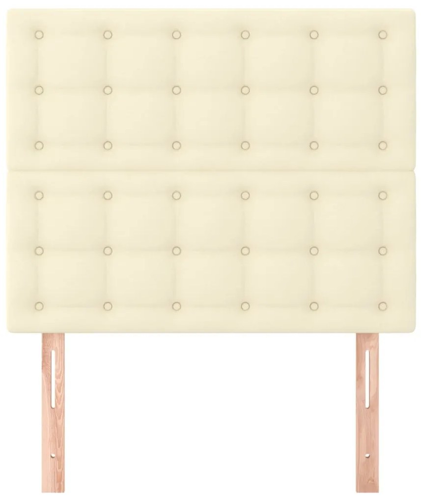 Cabeceira de cama 2 pcs couro artificial 100x5x78/88 cm creme
