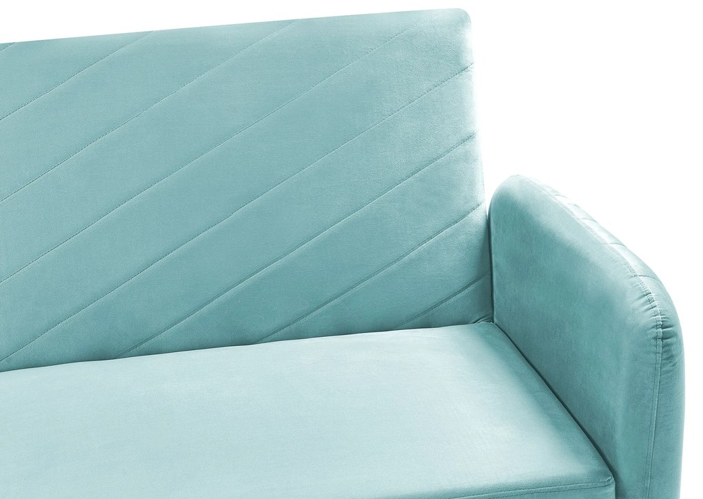 Sofá-cama de 3 lugares em veludo azul claro SENJA Beliani
