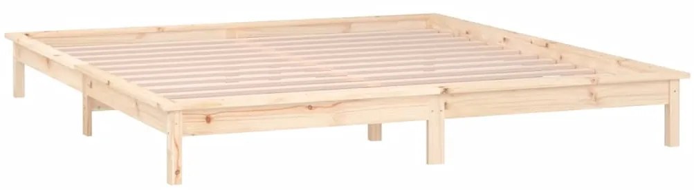 Estrutura cama king size c/ luzes LED 150x200 cm madeira maciça