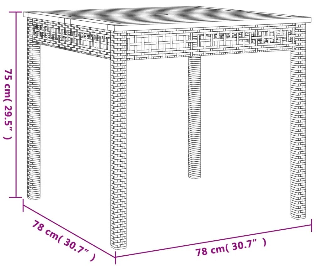 5 pcs conjunto de jantar p/ jardim com almofadões vime PE bege